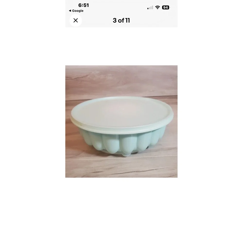 Tupperware Jel-N-Serve Jello‎ Mold 3 Piece Set Mint Green 1202 1203 1204